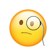 Face With Monocle Emoji isolated on white background. Iphone Whatsapp Emojis. Simple, vector, printed on paper. icon for website design, mobile app, and UI. Vector Illustration