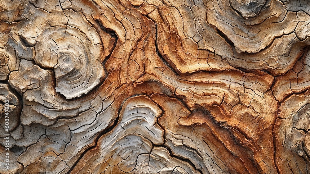 Poster a close up of a tree trunk with a knoted knot. generative ai