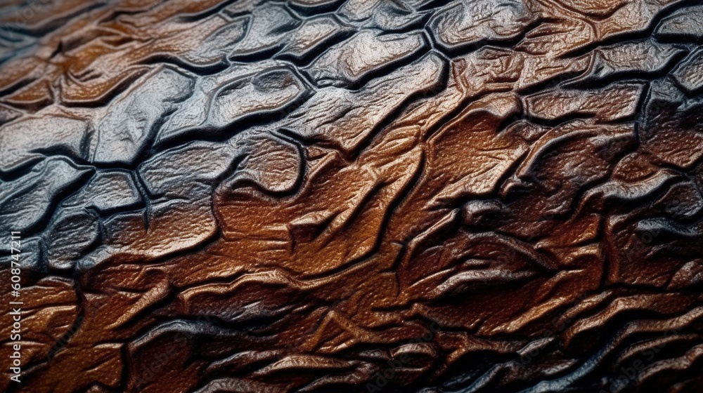 Poster a close up view of a leather surface with a pattern. generative ai