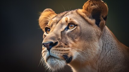 Obraz na płótnie Canvas a close up of a lion's face with a black background. generative ai