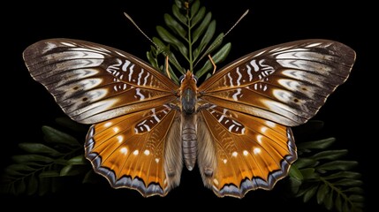 Fototapeta na wymiar a butterfly with orange and white wings on a black background. generative ai