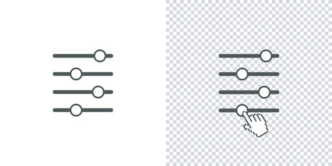 
Sound volume slider bar icon.Adjustment settings Hand touch slider icon.Sound controller symbol thin line Vector illustration isolated on white background.