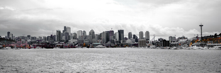 Obraz premium Seattle Skyline Selective Color Black and White