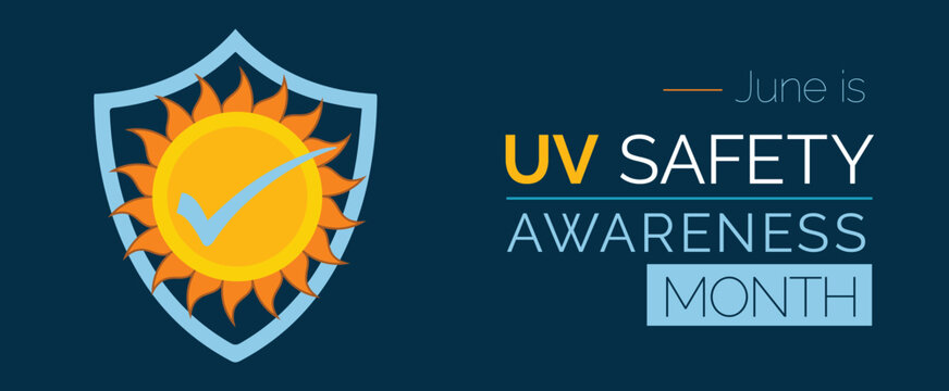 UV safety awareness month. July sun protection month. Vector banner.
