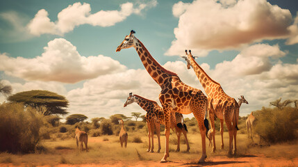 Graceful Giants: Giraffes in the Grasslands