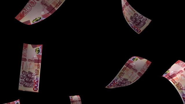 Falling Ghana Money Banknote Animation Background