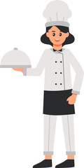 Female Chef Illustration At Restaurant Vector