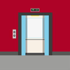Vector illustration of the open elevator door. Vector illustration in flat style.	
