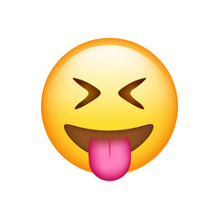 Obraz premium Squinting Face With Tongue Emoji isolated on white background. Iphone Whatsapp Emojis. Simple, vector, printed on paper. icon for website design, mobile app, and UI. Vector Illustration