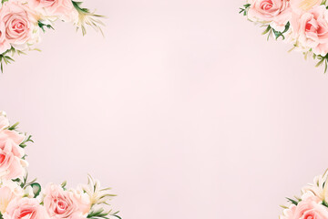 Pink rose frame floral background ai generative