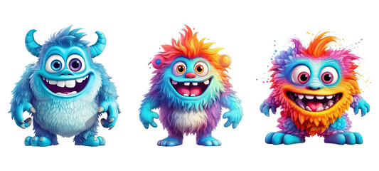 Cute Funny Monster Watercolor Illustration. Generative AI