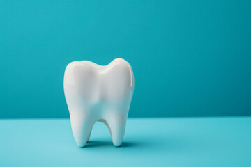 White tooth on blue background, ai generated