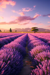 Plakat serene lavender field, Generative AI