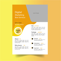 A4 Flyer, Creative Business Flyer Templates, and New Modern Corporate Business Digital Marketing Flyers Company Sponsor Ads, Free PSD Office Poster 