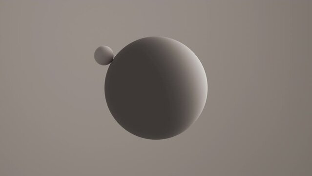 A sphere circling around another sphere in a seamless loop animation