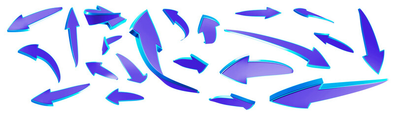 3D Purple Arrows with Cyan/Light Blue borders for design of the Thumbnails / templates / Ads / Arts / Animations and Movies