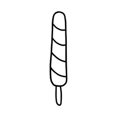 Single element of ice cream bar on stick. Original doodle style can be used for banners, bar menu, seasonal design, packaging or advertising.  Vector illustration EPS10. Isolated on white background