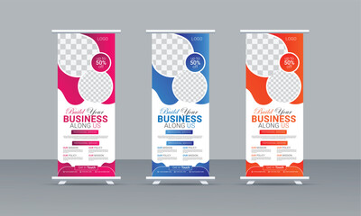 abstract creative business rollup banner design template 