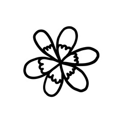 Single element of vanilla flower in doodle ice cream set. Hand drawn vector illustration for greeting cards, posters, stickers and seasonal design. Isolated on white background