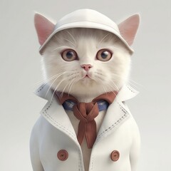 cat with jacket, tie and hat, generative AI