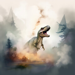 Cute T-Rex, Childrens Book Illustration, Generative AI