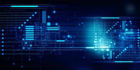 Obraz premium 2d illustration Abstract futuristic electronic circuit technology background