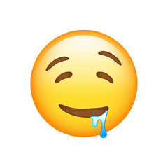 Drooling Face Emoji isolated on white background. Iphone Whatsapp Emojis. Simple, vector, printed on paper. icon for website design, mobile app, and UI. Vector Illustration