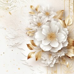 white and gold flowers, generative Ai