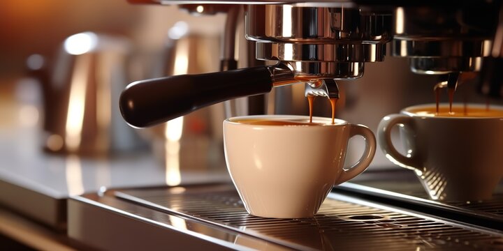 AI Generated. AI Generative. Coffee espresso steel machine barista cafe restaurant. Graphic Art