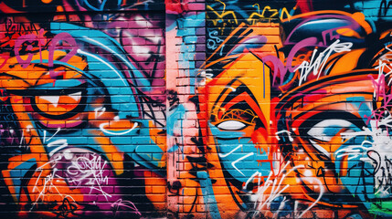 Street art graffiti on the wall. AI	 - obrazy, fototapety, plakaty