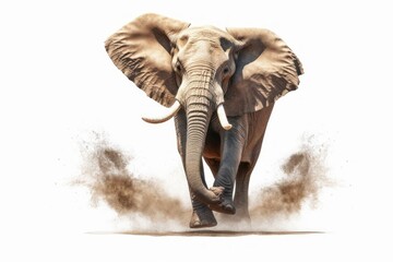 Running and jumping African Elephant: Loxodonta africana. Generative AI.