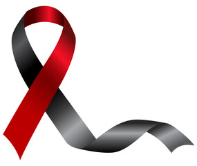 Red and black awareness ribbon represent important movements and causes like Black Lives Matter and Shwachman-Diamond Syndrome (SDS).
