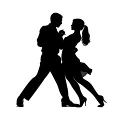 black silhouette couple dancing logo design vector 