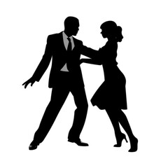 black silhouette couple dancing logo design vector 