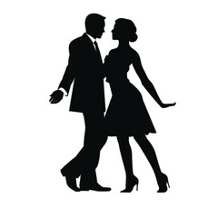 Obraz na płótnie Canvas black silhouette couple dancing logo design vector 
