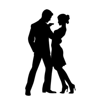 black silhouette couple dancing logo design vector 