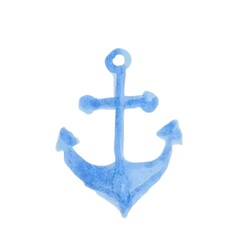 Blue watercolor anchor, element for card, wallpaper, postcard