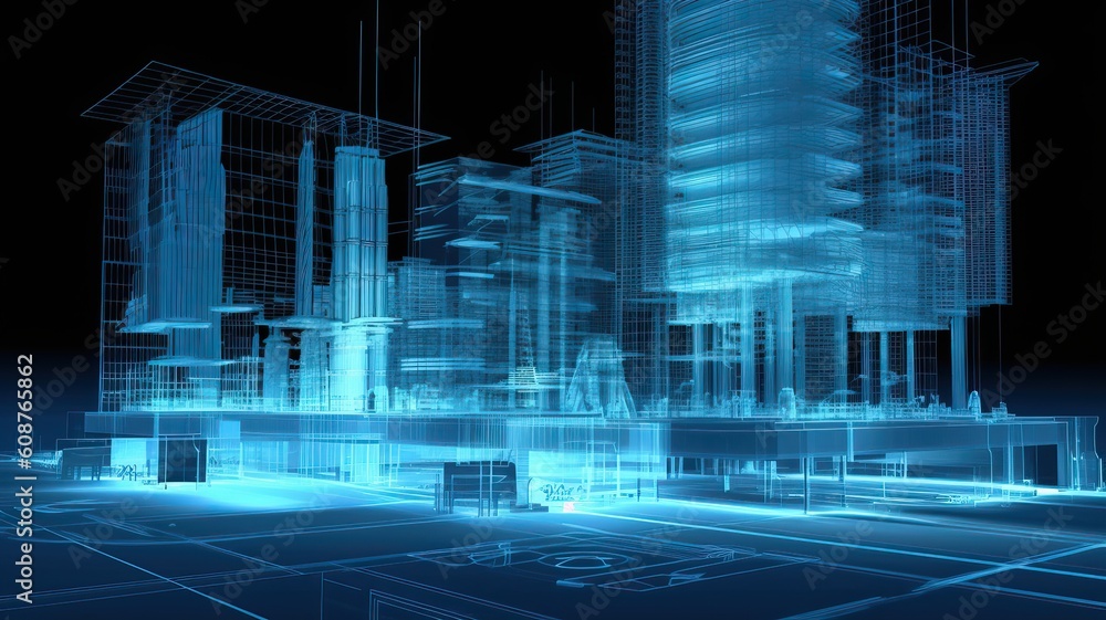 Poster architecture using bim technology, generative ai