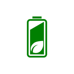 Green battery and process of recycling battery logo icon isolated on transparent background