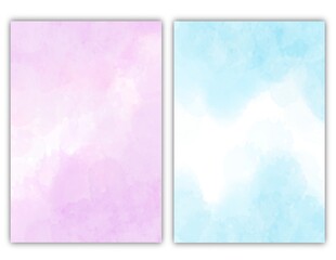 abstract watercolor background in pink and blue colors, template collection