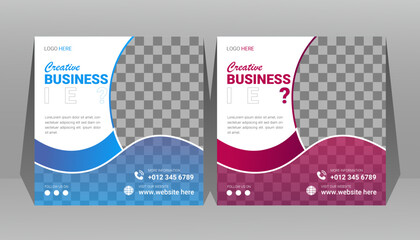 Creative business promotional poster design template for social media post, website banner multiple image space.