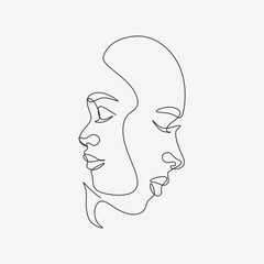 Couple kissing one line art. Line drawing of man and woman in love. St. Valentines Day Minimalist Modern Illustration Card. Wedding Logo. Romantic Card. Love concept. Fall in love