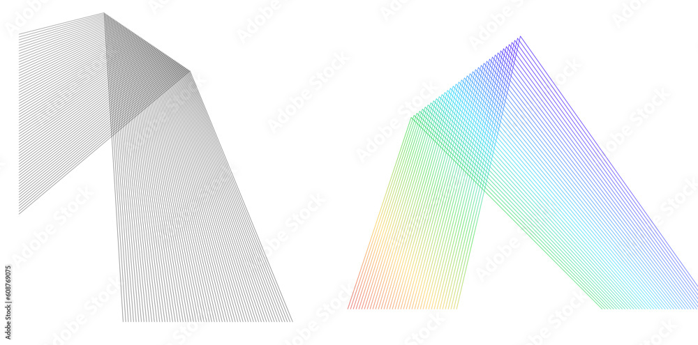 Poster design elements. curved sharp corners many streak. abstract vertical broken stripes on white backgro