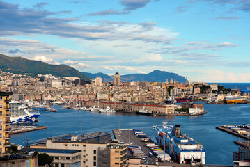 Fototapeta na wymiar the port of the city the historical center and the urban area Genoa Italy