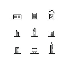 Set of Minimal Building for Icon, Infographic design.
