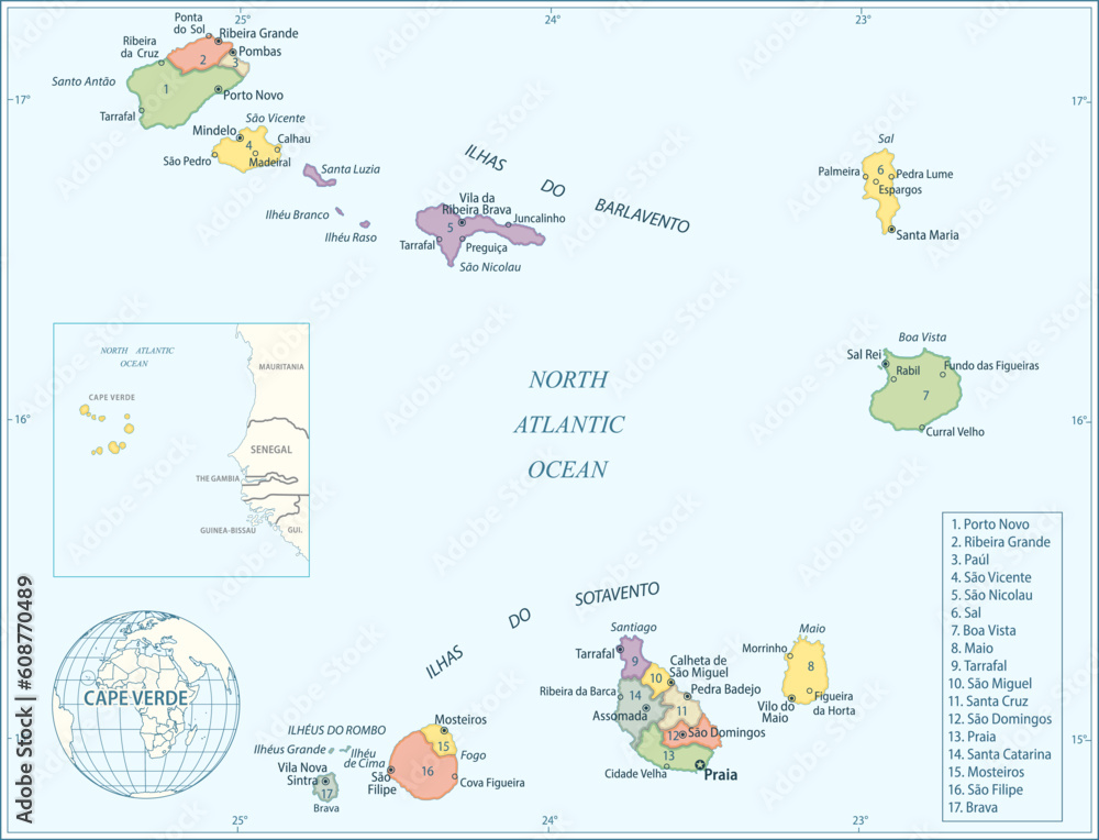 Wall mural cape verde map - highly detailed vector illustration