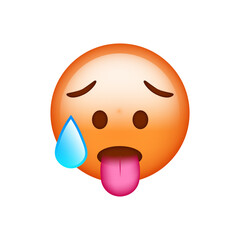 Hot Face Emoji isolated on white background. Iphone Whatsapp Emojis. Simple, vector, printed on paper. icon for website design, mobile app, and UI. Vector Illustration