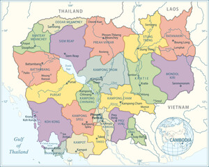 Cambodia map - highly detailed vector illustration