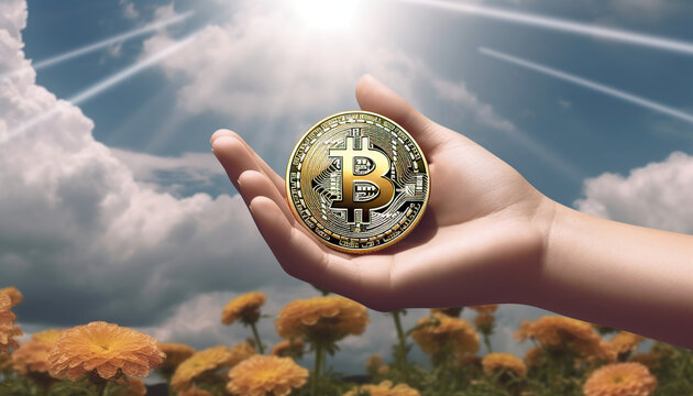 Ultra detailed bitcoin coin futuristic illustration. Generative IA