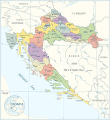 Croatia map - highly detailed vector illustration
